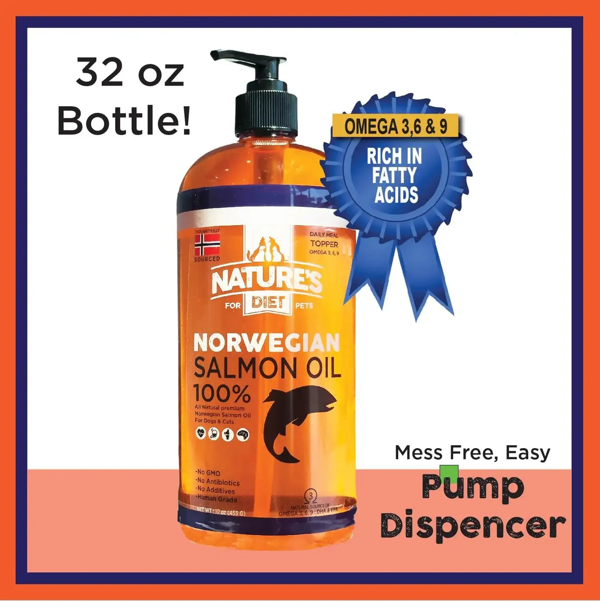 NATURE'S DIET - Nature's Diet Norwegian Salmon Oil Dogs & Cats 32 Fl.Oz. - The Red Vitamin MX - Aceite De Pescado Para Perros - {{ shop.shopifyCountryName }}