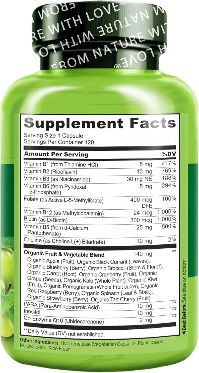 NATURELO - NATURELO Vitamin B Complex 120 Capsulas - The Red Vitamin MX - Suplementos Alimenticios - {{ shop.shopifyCountryName }}