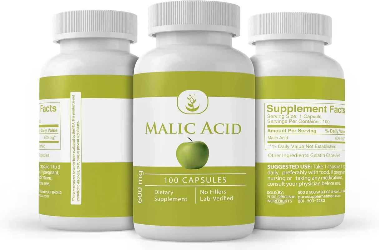 PURE ORIGINAL INGREDIENTS - Pure Original Ingredients Malic Acid 100 Capsulas - The Red Vitamin MX - Suplementos Alimenticios - {{ shop.shopifyCountryName }}