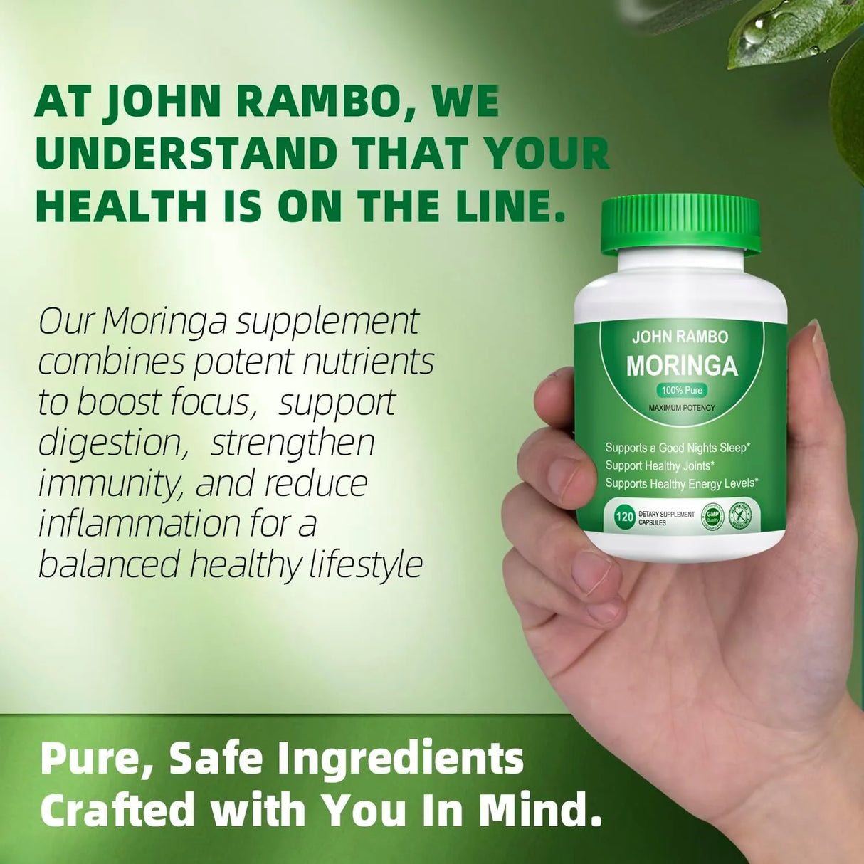JOHN RAMBO - JOHN RAMBO Moringa Powder 1200Mg. 120 Capsulas - The Red Vitamin MX - Suplementos Alimenticios - {{ shop.shopifyCountryName }}