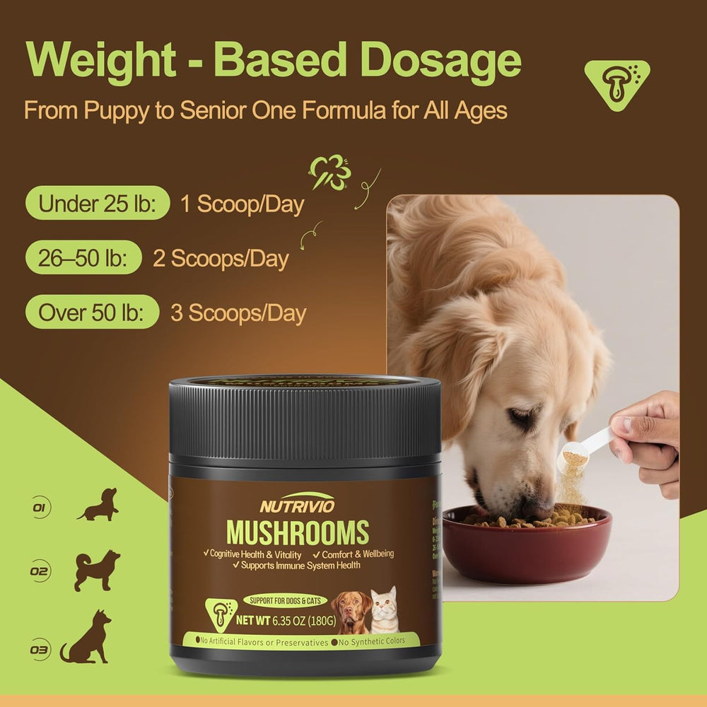 NUTRIVIO Organic Mushroom Immune Support Supplement for Dogs 180Gr.