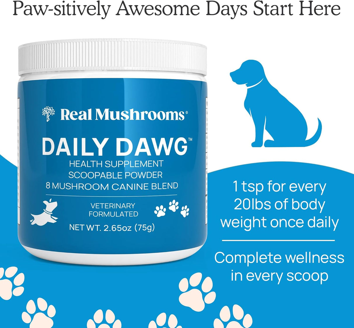 REAL MUSHROOMS - Real Mushrooms Daily Dawg Mushroom Blend for Dogs 75Gr. - The Red Vitamin MX - Suplementos Herbales Para Perros - {{ shop.shopifyCountryName }}