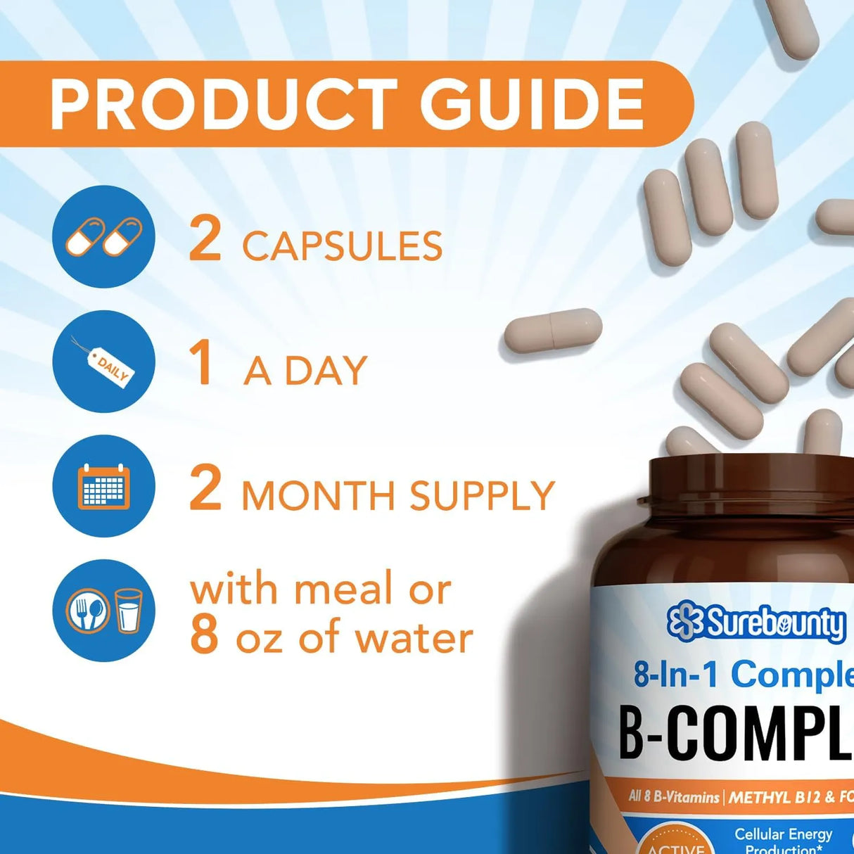 SUREBOUNTY - Surebounty 8-in-1 Vitamin B Complex 120 Capsulas - The Red Vitamin MX - Suplementos Alimenticios - {{ shop.shopifyCountryName }}