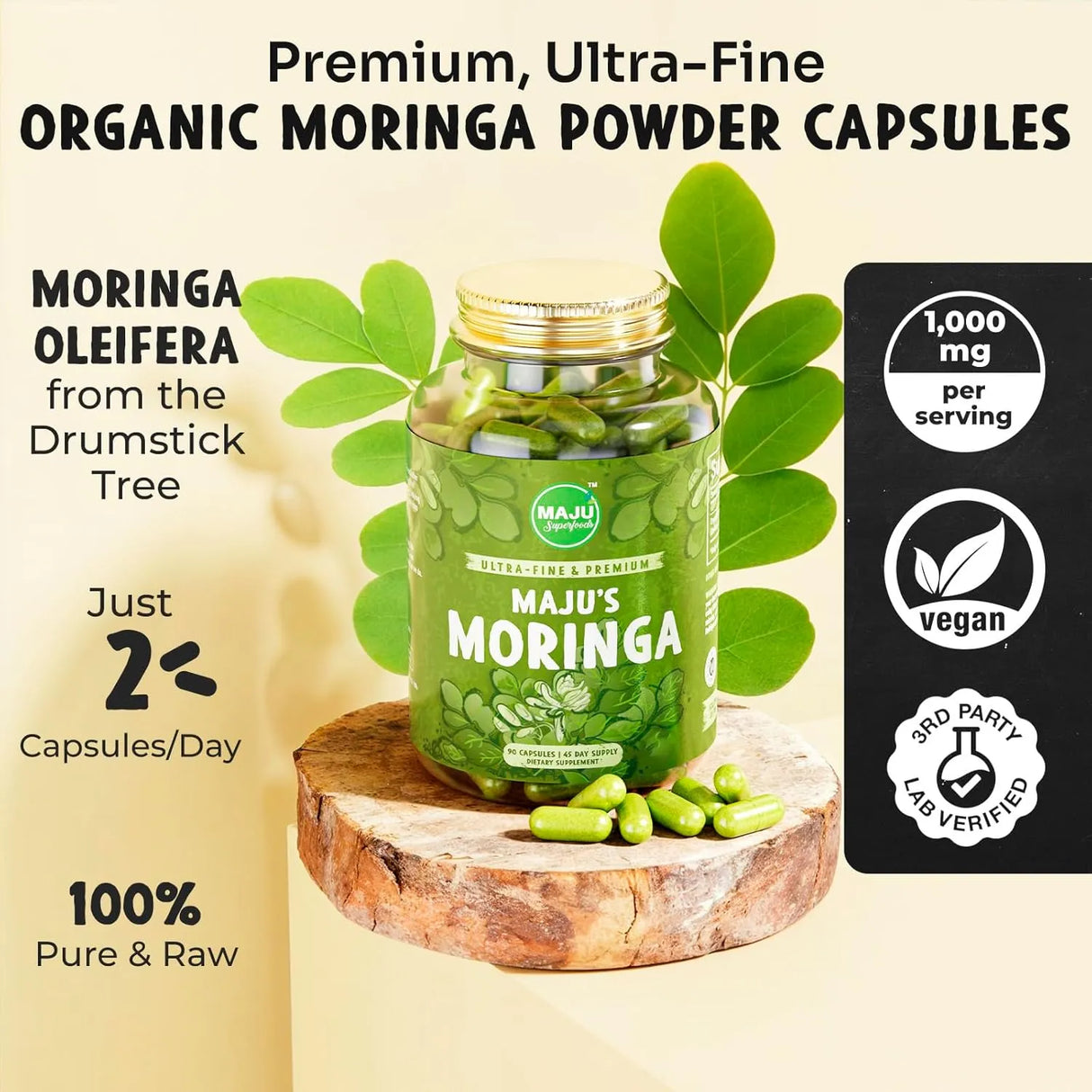 MAJU SUPERFOODS - MAJU's Organic Moringa 90 Capsulas - The Red Vitamin MX - Suplementos Alimenticios - {{ shop.shopifyCountryName }}