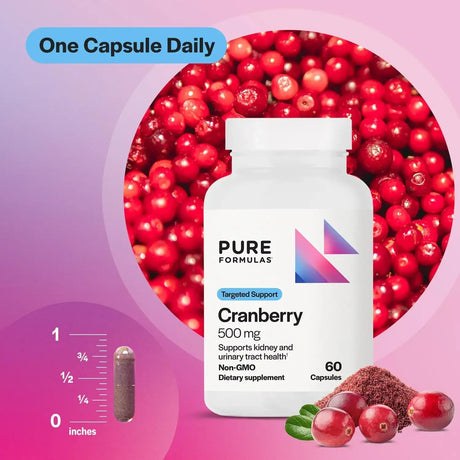 PUREFORMULAS - PureFormulas Cranberry 500Mg. 60 Capsulas - The Red Vitamin MX - Suplementos Alimenticios - {{ shop.shopifyCountryName }}