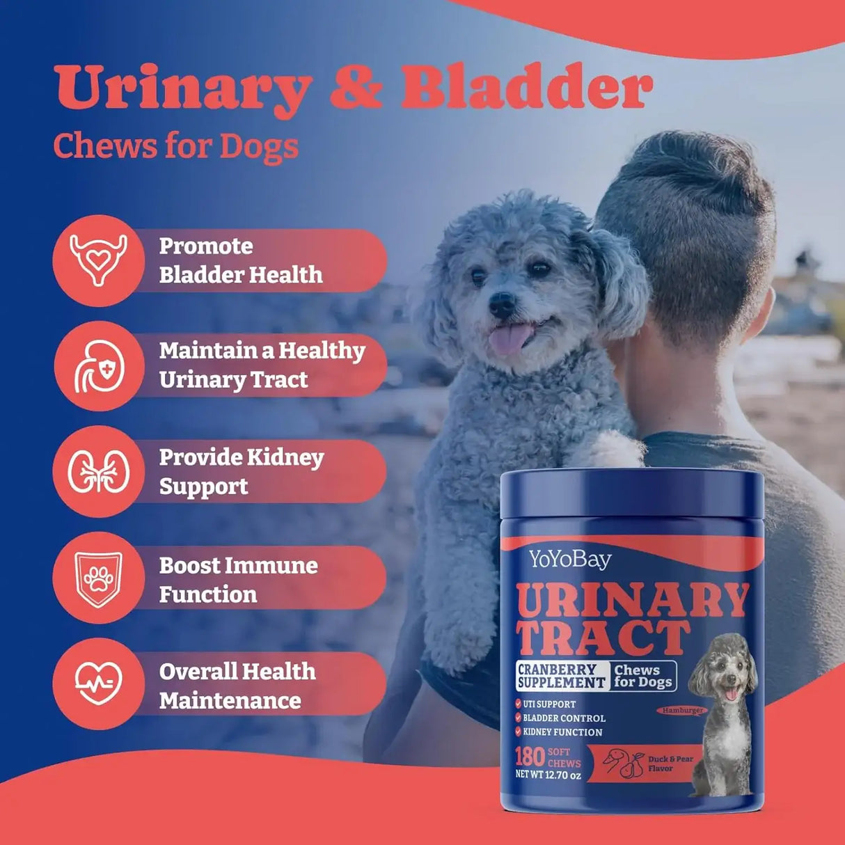 YOYOBAY - YoYoBay Urinary Tract Dog UTI Treatment 180 Masticables - The Red Vitamin MX - Salud De Tracto Urinario Para Perros - {{ shop.shopifyCountryName }}