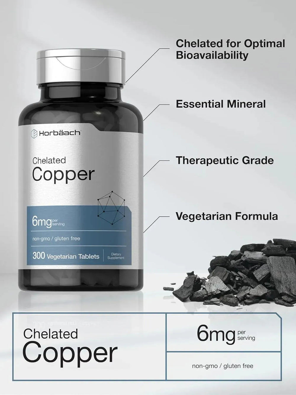 HORBAACH - Horbaach Chelated Copper 6Mg. 300 Tabletas - The Red Vitamin MX - Suplementos Alimenticios - {{ shop.shopifyCountryName }}