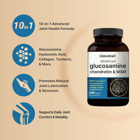 NATUREBELL - NatureBell Advanced Glucosamine Chondroitin MSM 240 Capsulas - The Red Vitamin MX - Suplementos Alimenticios - {{ shop.shopifyCountryName }}