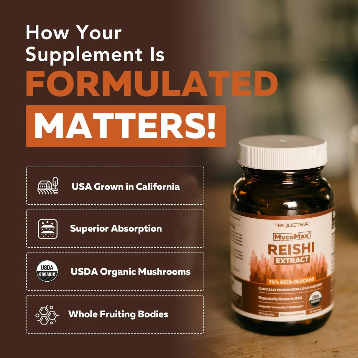 TRIQUETRA - Triquetra Health Organic Reishi Mushroom 60 Capsulas - The Red Vitamin MX - Suplementos Alimenticios - {{ shop.shopifyCountryName }}