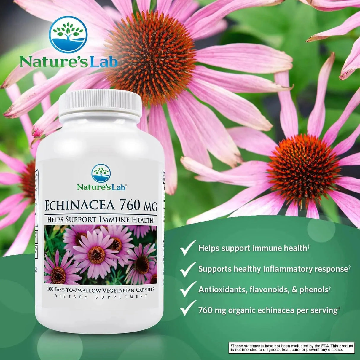 NATURES LAB - Nature's Lab Echinacea 760Mg. 100 Capsulas - The Red Vitamin MX - Suplementos Alimenticios - {{ shop.shopifyCountryName }}