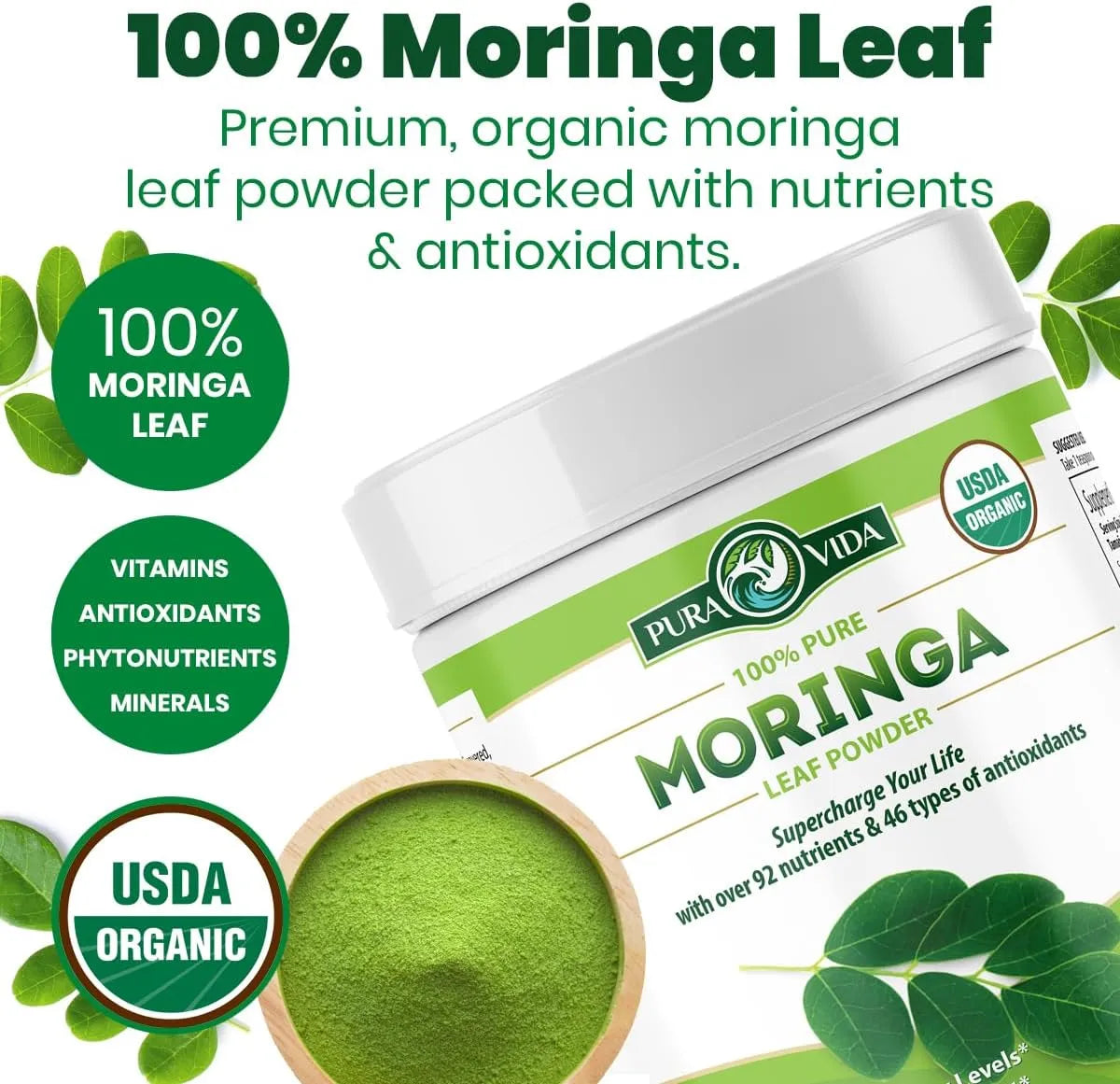 PURA VIDA - PURA VIDA MORINGA Powder 226Gr. - The Red Vitamin MX - Suplementos Alimenticios - {{ shop.shopifyCountryName }}