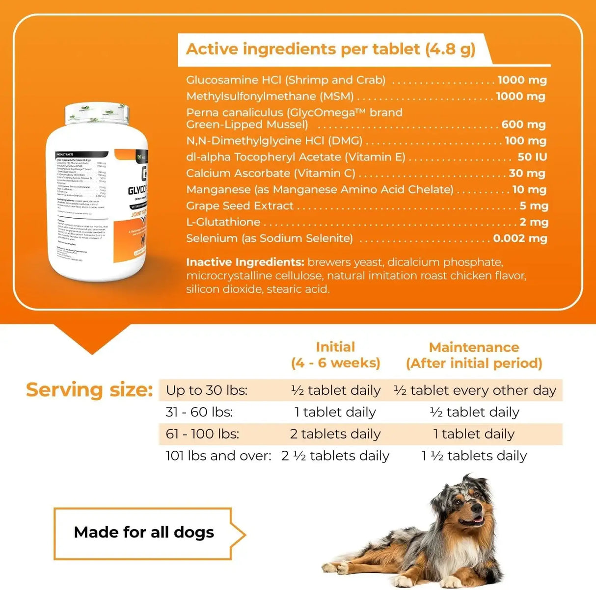 VETRISCIENCE - VetriScience Glycoflex 3 Clinically Proven Hip and Joint Supplement for Dogs 120 Tabletas Masticables - The Red Vitamin MX - Cuidado De Cadera Y Articulaciones Para Perros - {{ shop.shopifyCountryName }}