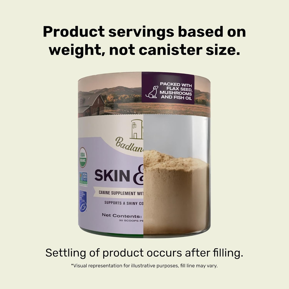 BADLANDS RANCH Skin & Coat Canine Supplement w/Omega-3 Fatty Acids 90Gr.