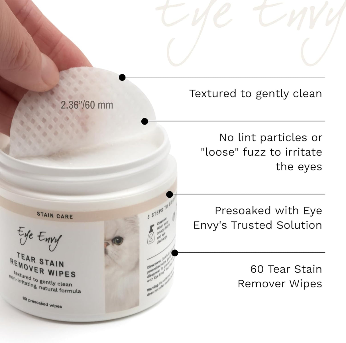 Eye Envy Tear Stain Wipes for Cats 60 Toallitas