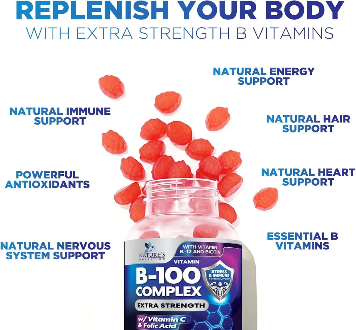 NATURE'S NUTRITION - Nature's Nutrition B-100 Complex Gummy 120 Gomitas - The Red Vitamin MX - Suplementos Alimenticios - {{ shop.shopifyCountryName }}
