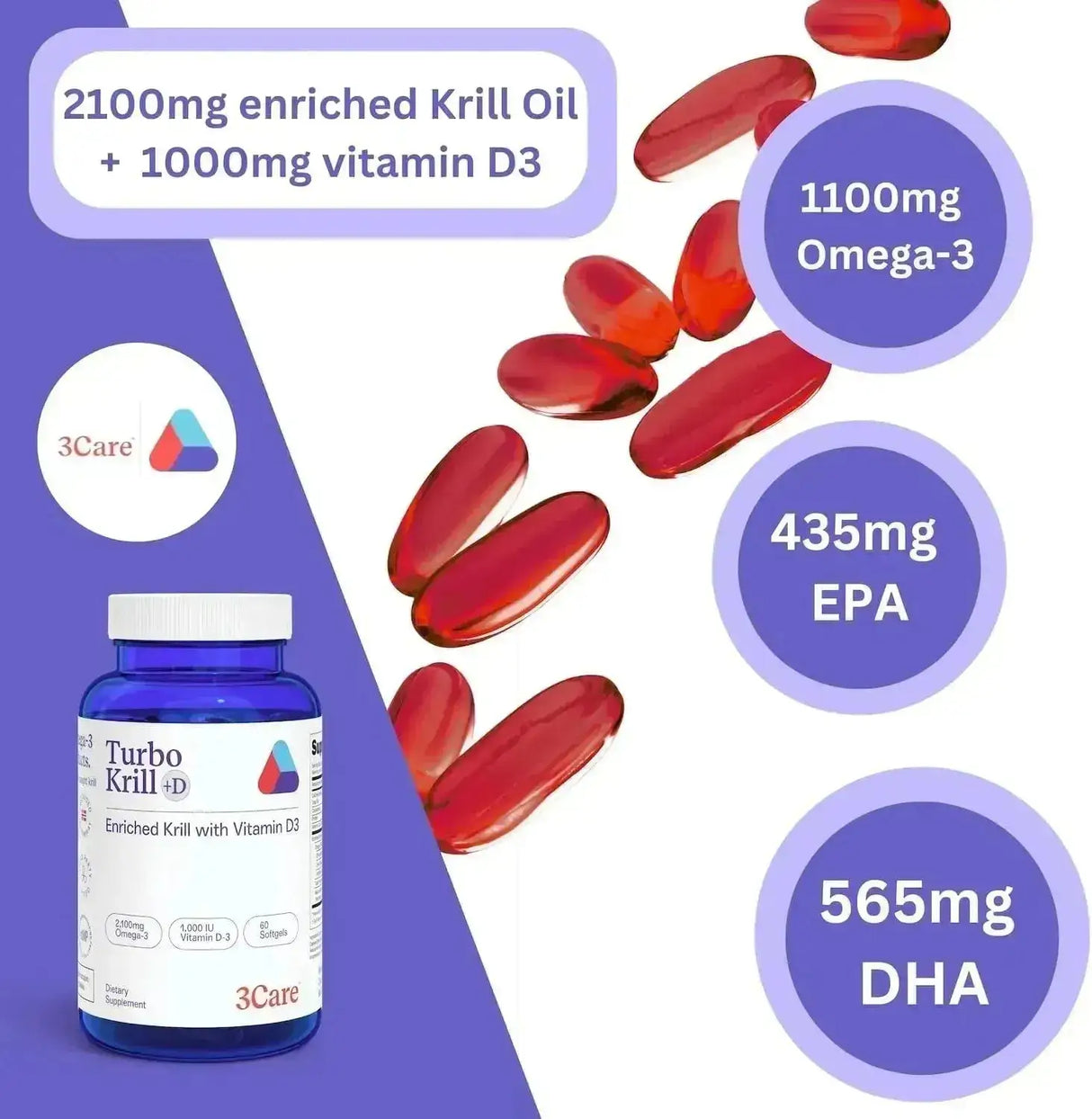 3CARE - 3Care Turbo Krill 2100Mg. 60 Capsulas Blandas - The Red Vitamin MX - Suplementos Alimenticios - {{ shop.shopifyCountryName }}