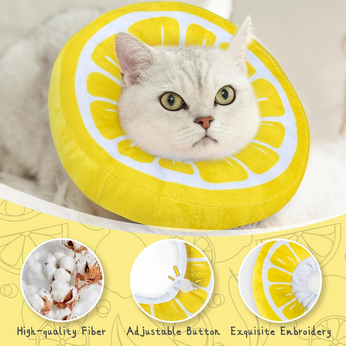 ANWA Adjustable Cat Cone Collar Soft Lemon Large