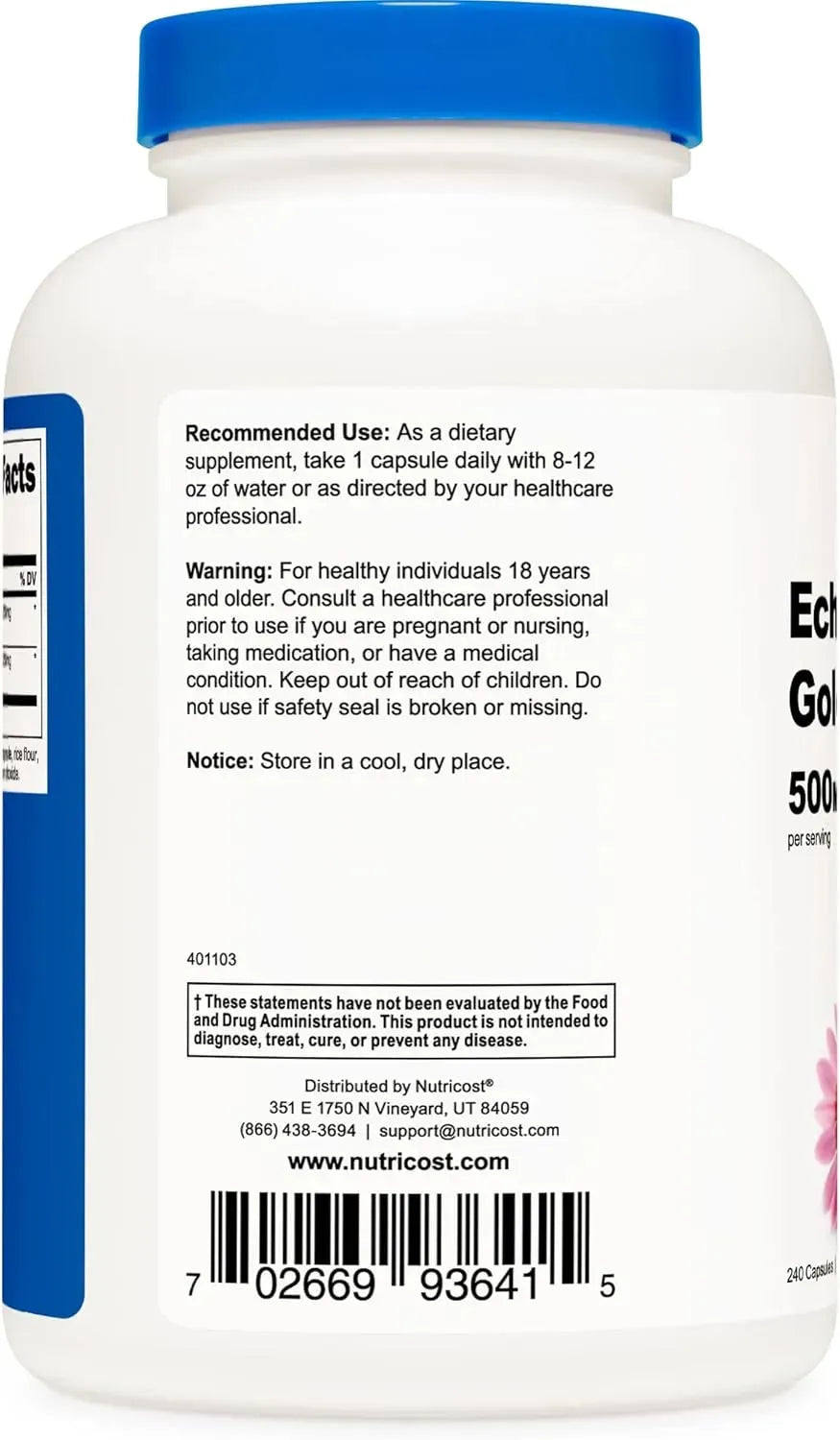NUTRICOST - Nutricost Echinacea & Goldenseal Root 500Mg. 240 Capsulas 2 Pack - The Red Vitamin MX - Suplementos Alimenticios - {{ shop.shopifyCountryName }}