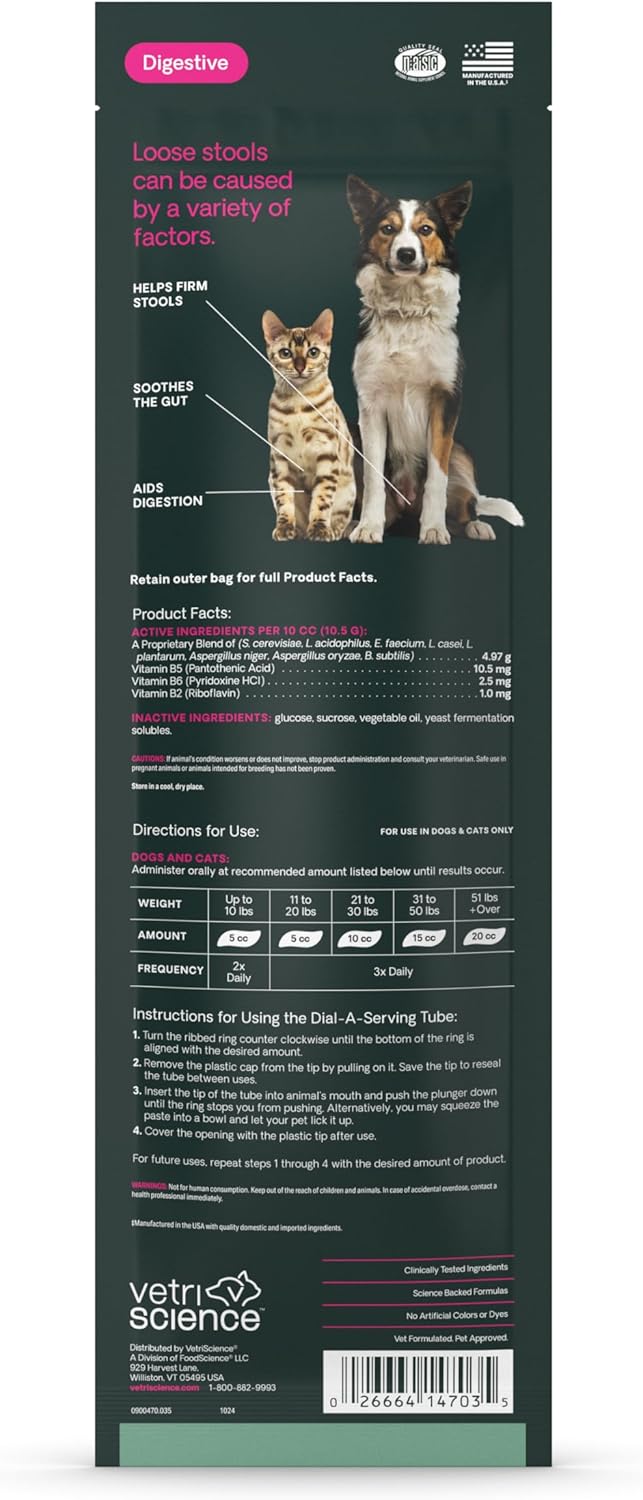 VetriScience Quick Action Diarrhea Aid Paste with Probiotics & B Vitamins Unflavored 35Ml.