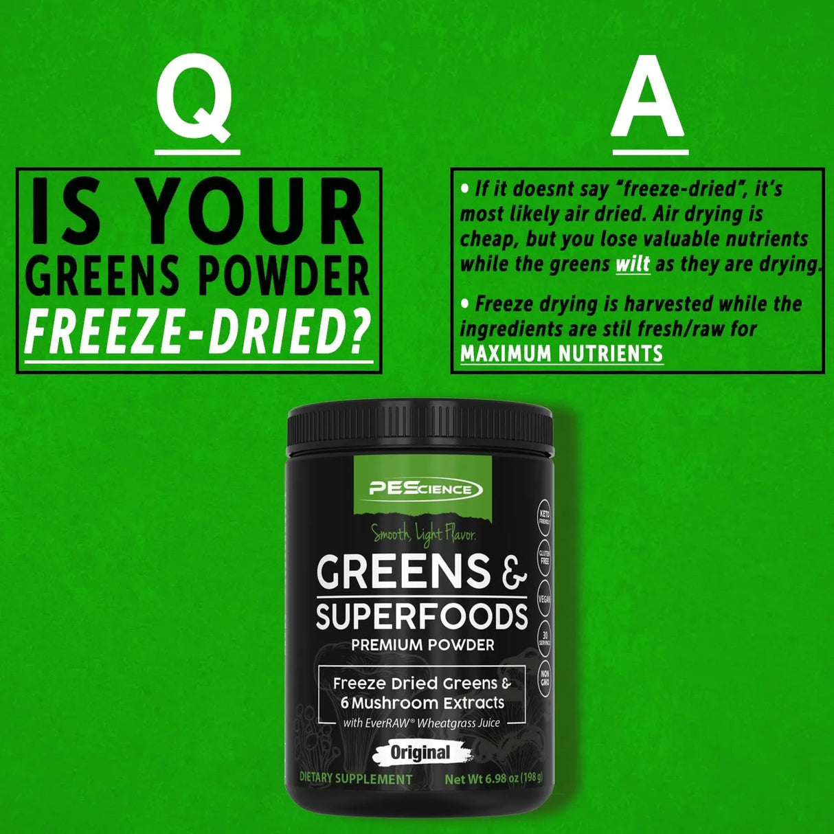 PESCIENCE - PEScience Greens & Superfoods Powder 30 Servicios 198Gr. - The Red Vitamin MX - Suplementos Alimenticios - {{ shop.shopifyCountryName }}