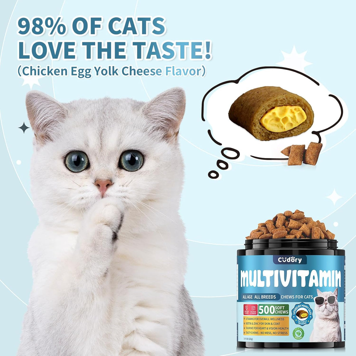 Cudory Cat Multivitamin Crunchy & Creamy Cheese Chew 500 Masticables