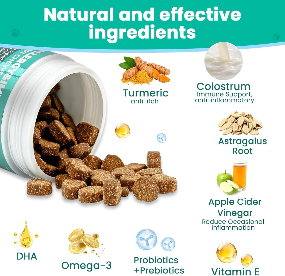 VUN Dog Allergy Relief Chews 100 Masticables