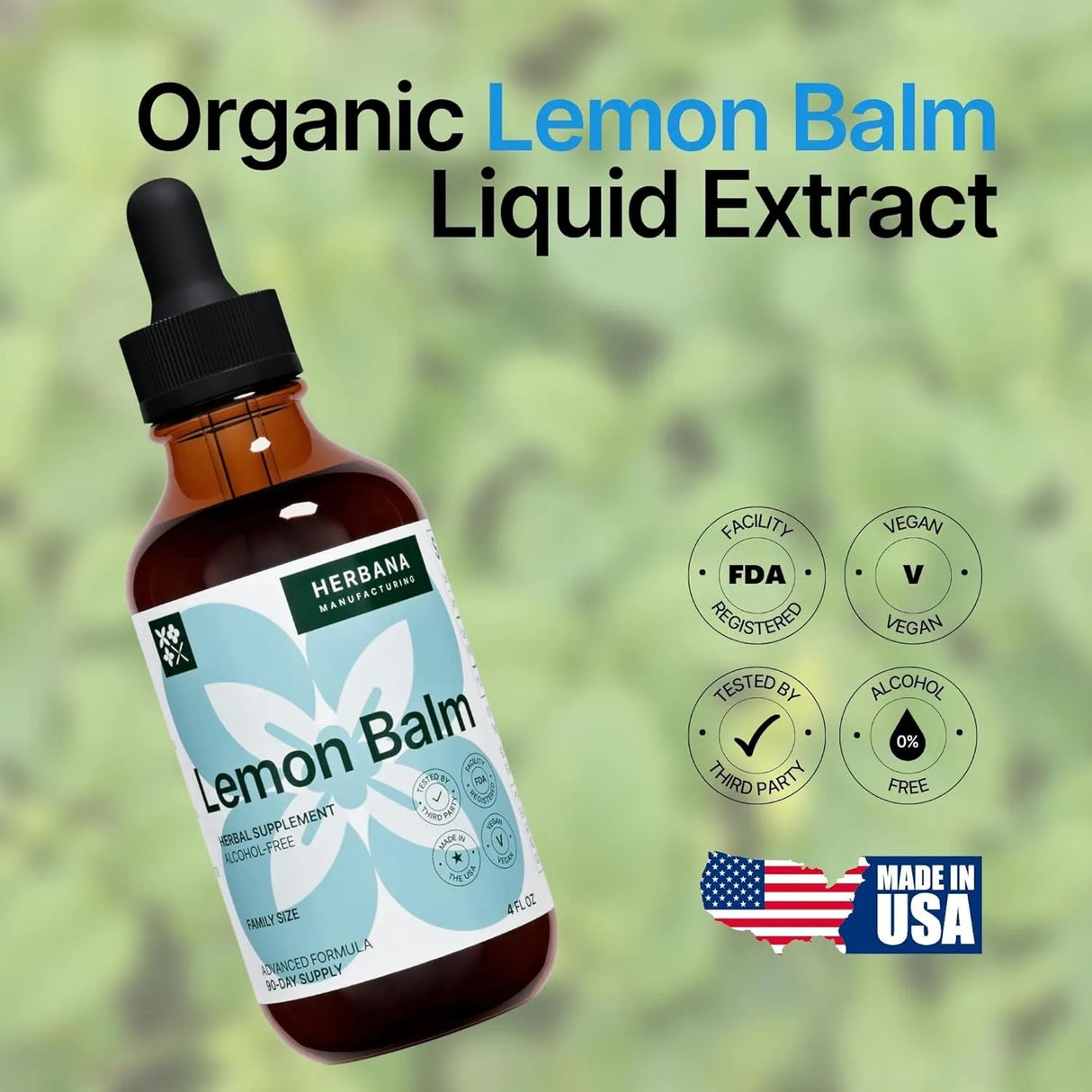 HERBANA - Herbana Lemon Balm Liquid Extract 4 Fl.Oz. - The Red Vitamin MX - Suplementos Alimenticios - {{ shop.shopifyCountryName }}