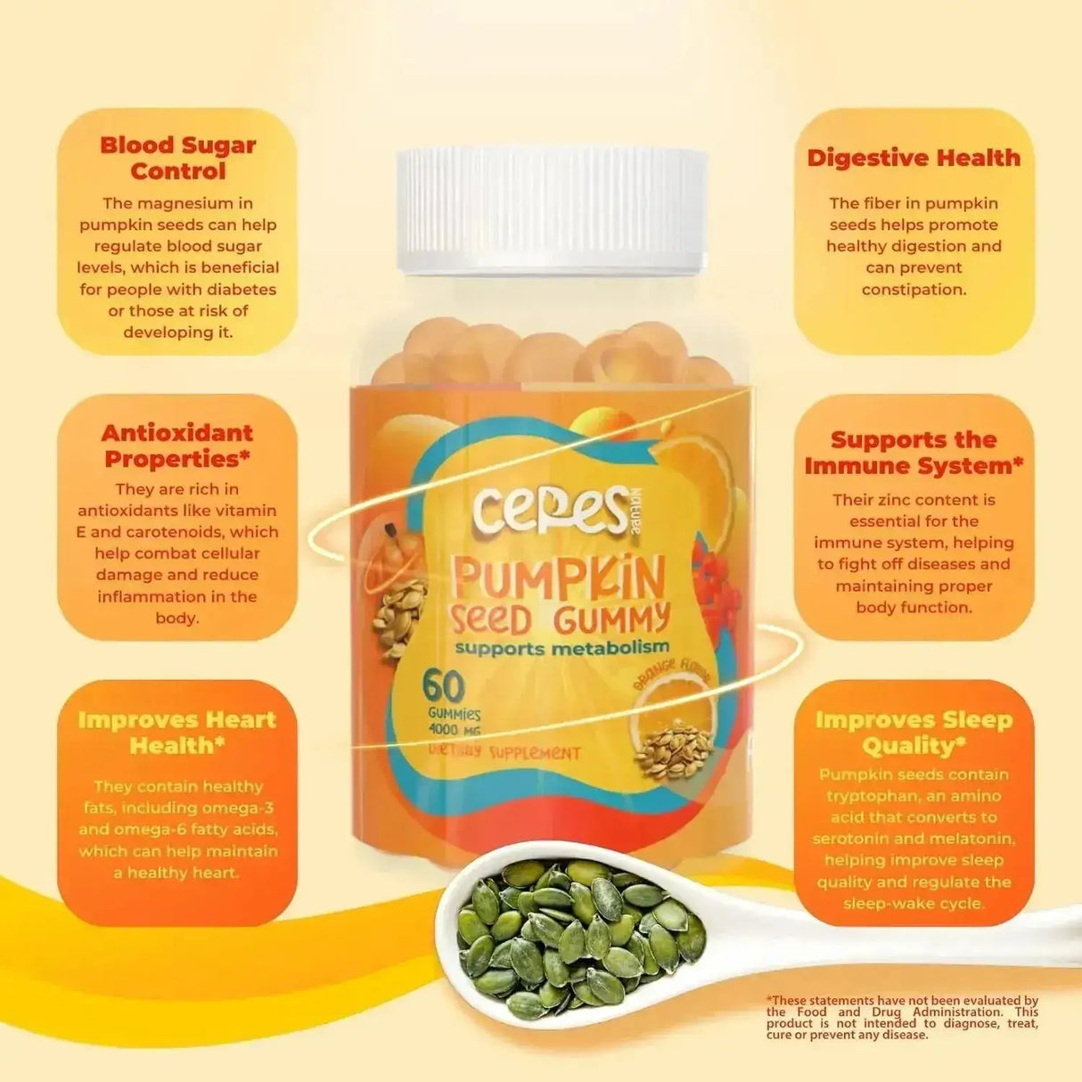CERES NATURE - Ceres Nature Pumpkin Seed Oil Gummies 4,000Mg. 60 Gomitas - The Red Vitamin MX - Suplementos Alimenticios - {{ shop.shopifyCountryName }}