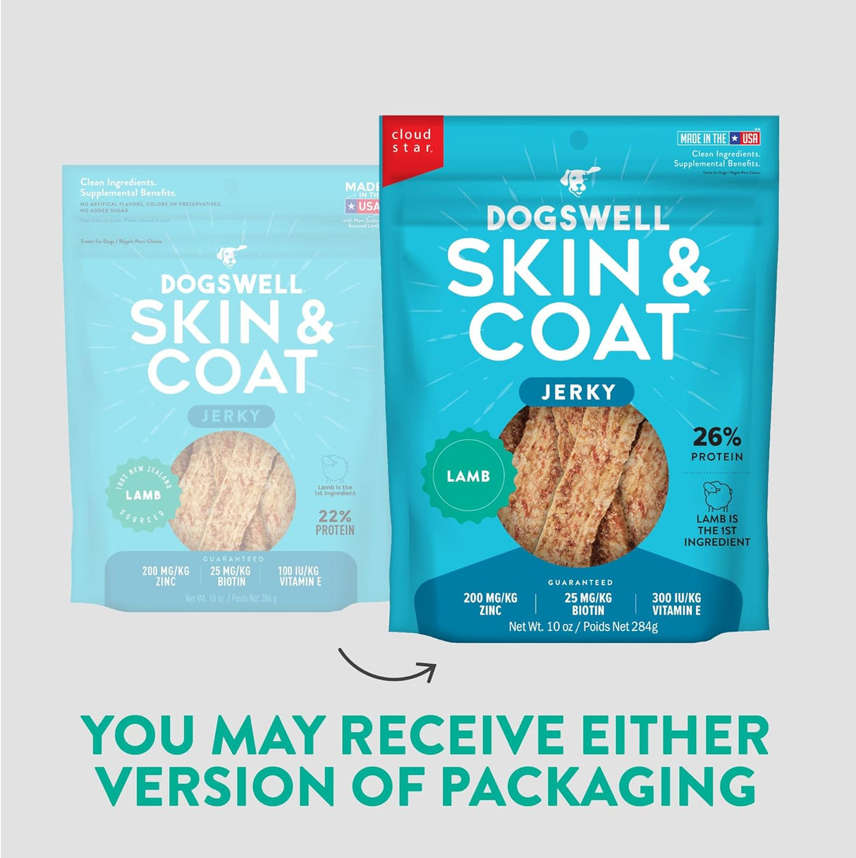 Dogswell Skin & Coat Jerky Dog Treats Lamb 284Gr.