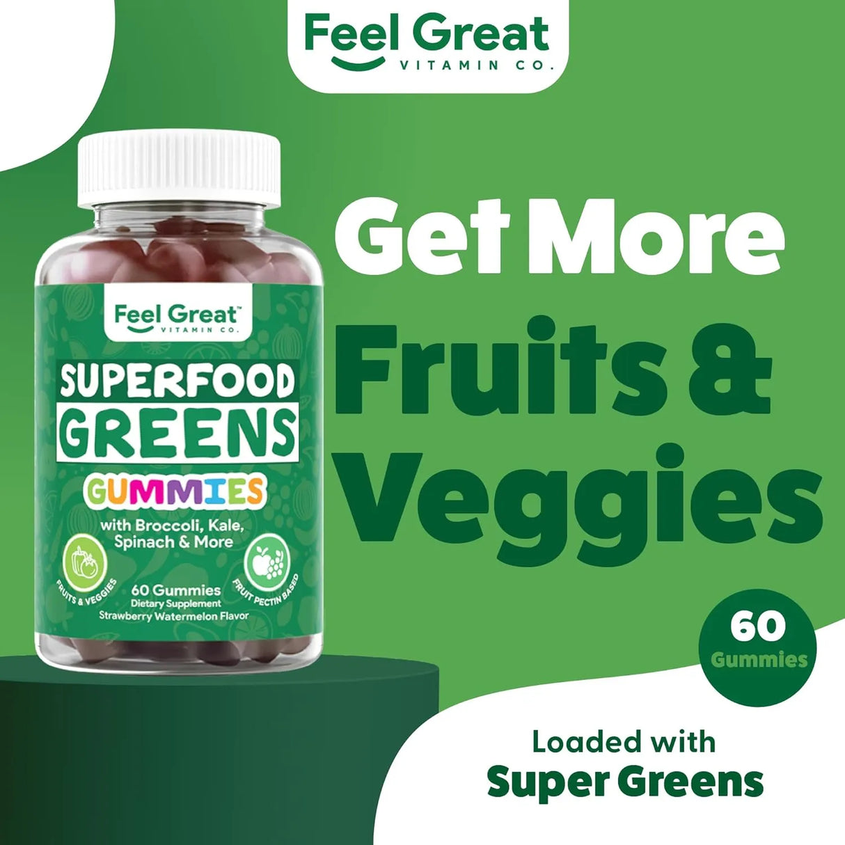 FEEL GREAT - Feel Great Super Greens Gummies 60 Gomitas - The Red Vitamin MX - Suplementos Alimenticios - {{ shop.shopifyCountryName }}