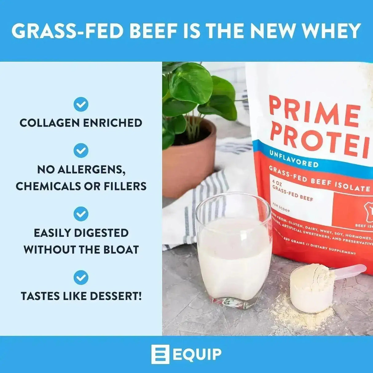 EQUIP FOODS - Equip Foods Prime Protein Powder Grass Fed Beef Protein Isolate Unflavored 630Gr. - The Red Vitamin MX - Suplementos Alimenticios - {{ shop.shopifyCountryName }}
