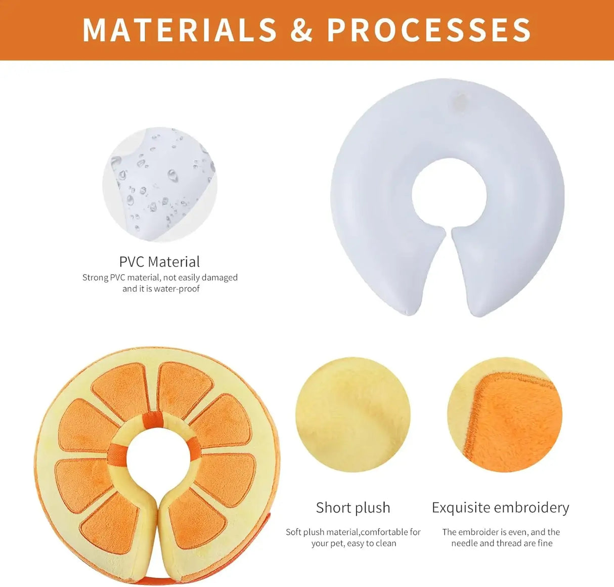 IEUUMLER - IEUUMLER Inflatable Recovery Dog Collar ORANGE SMALL Neck:4''-7'' - The Red Vitamin MX - Collares y Conos De Recuperación Para Perros - {{ shop.shopifyCountryName }}