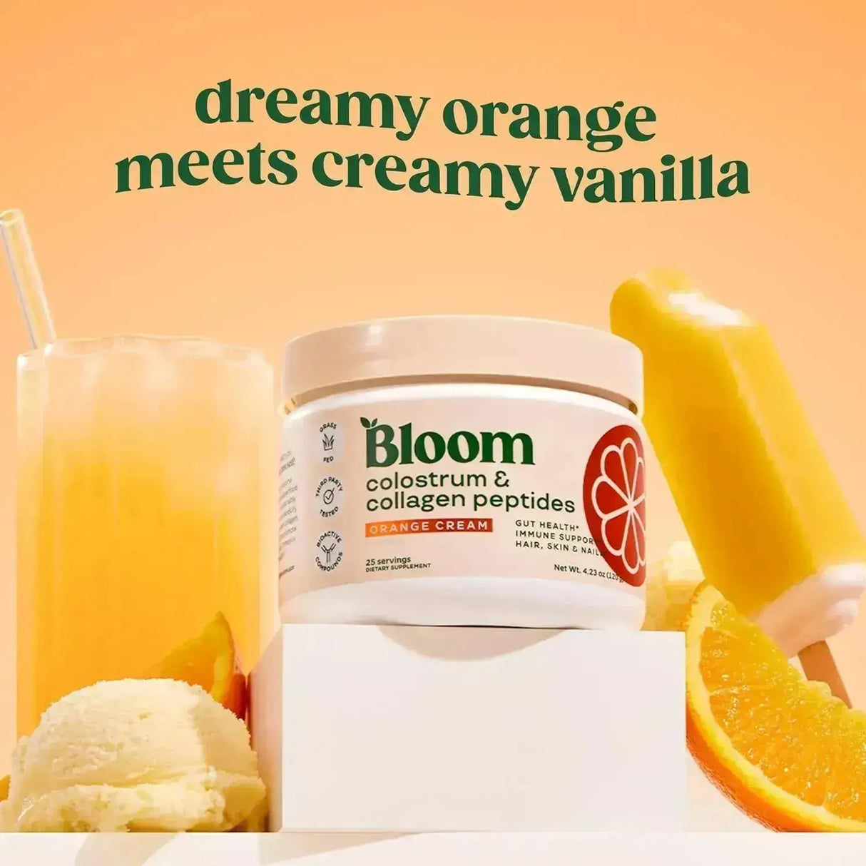 BLOOM NUTRITION - Bloom Nutrition Bovine Colostrum Powder Orange Cream 25 Servicios 120Gr. - The Red Vitamin MX - Suplementos Alimenticios - {{ shop.shopifyCountryName }}