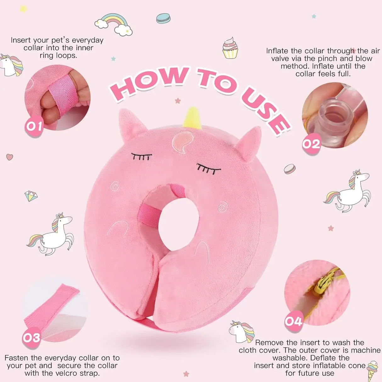 IEUUMLER - IEUUMLER Inflatable Recovery Dog Collar UNICORN XLARGE Neck:19''-23'' - The Red Vitamin MX - Collares y Conos De Recuperación Para Perros - {{ shop.shopifyCountryName }}