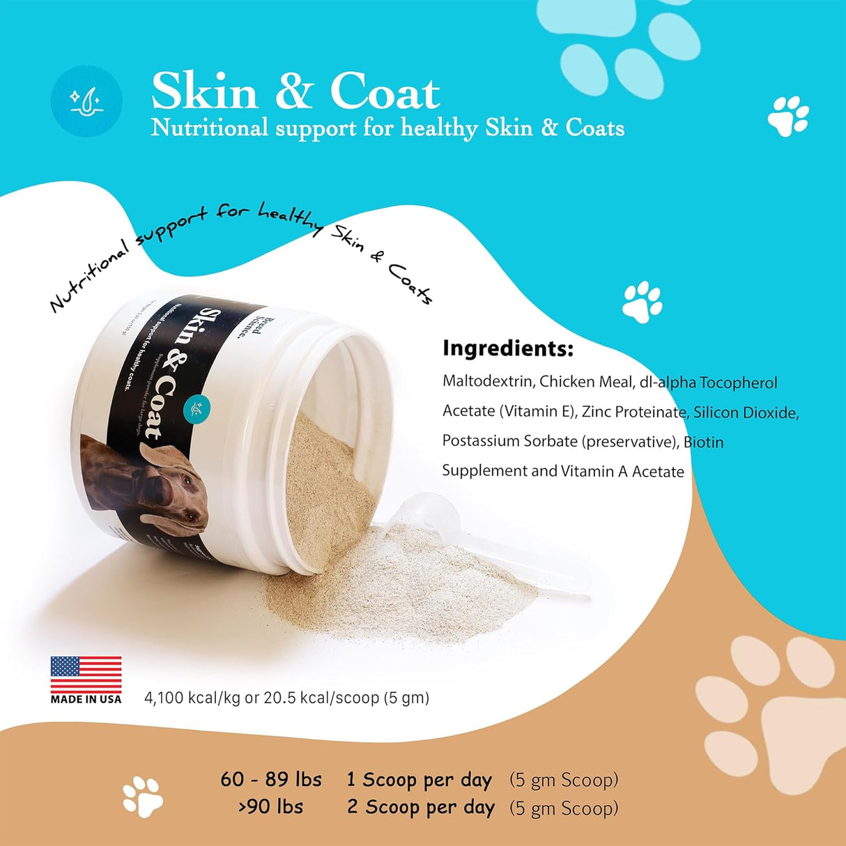 VitaBoost Skin and Coat Supplement Powder for Large Dogs 150Gr.