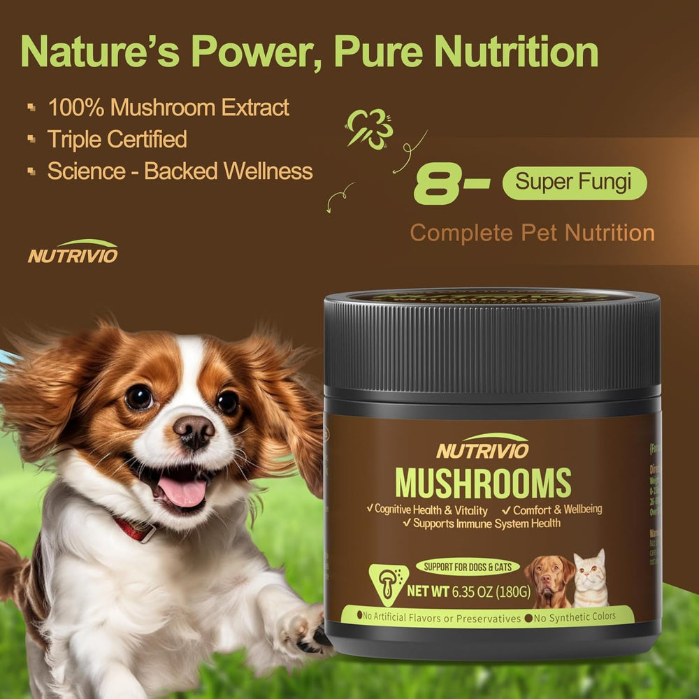 NUTRIVIO Organic Mushroom Immune Support Supplement for Dogs 180Gr.