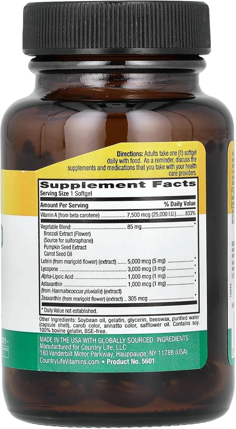 COUNTRY LIFE - Country Life Carotenoid Complex 60 Capsulas Blandas - The Red Vitamin MX - Suplementos Alimenticios - {{ shop.shopifyCountryName }}