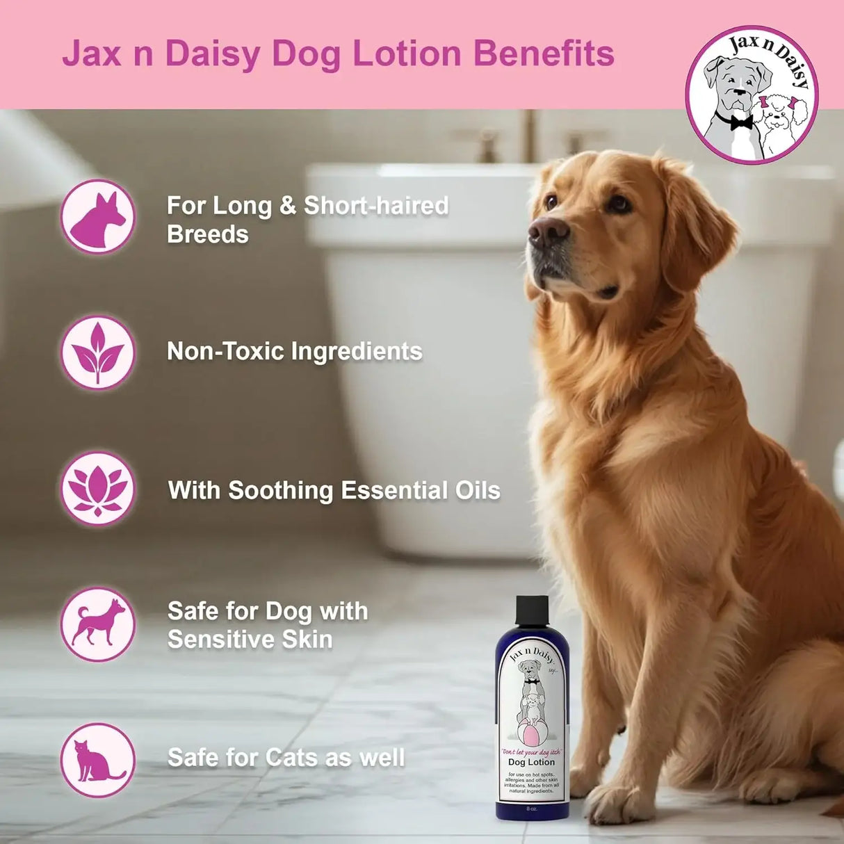 JAX N DAISY - Jax N Daisy Don t let Your Dog Itch Lotion Itch Relief for Dogs 8 Fl.Oz. - The Red Vitamin MX - Remedios Para La Picazón De Perros - {{ shop.shopifyCountryName }}