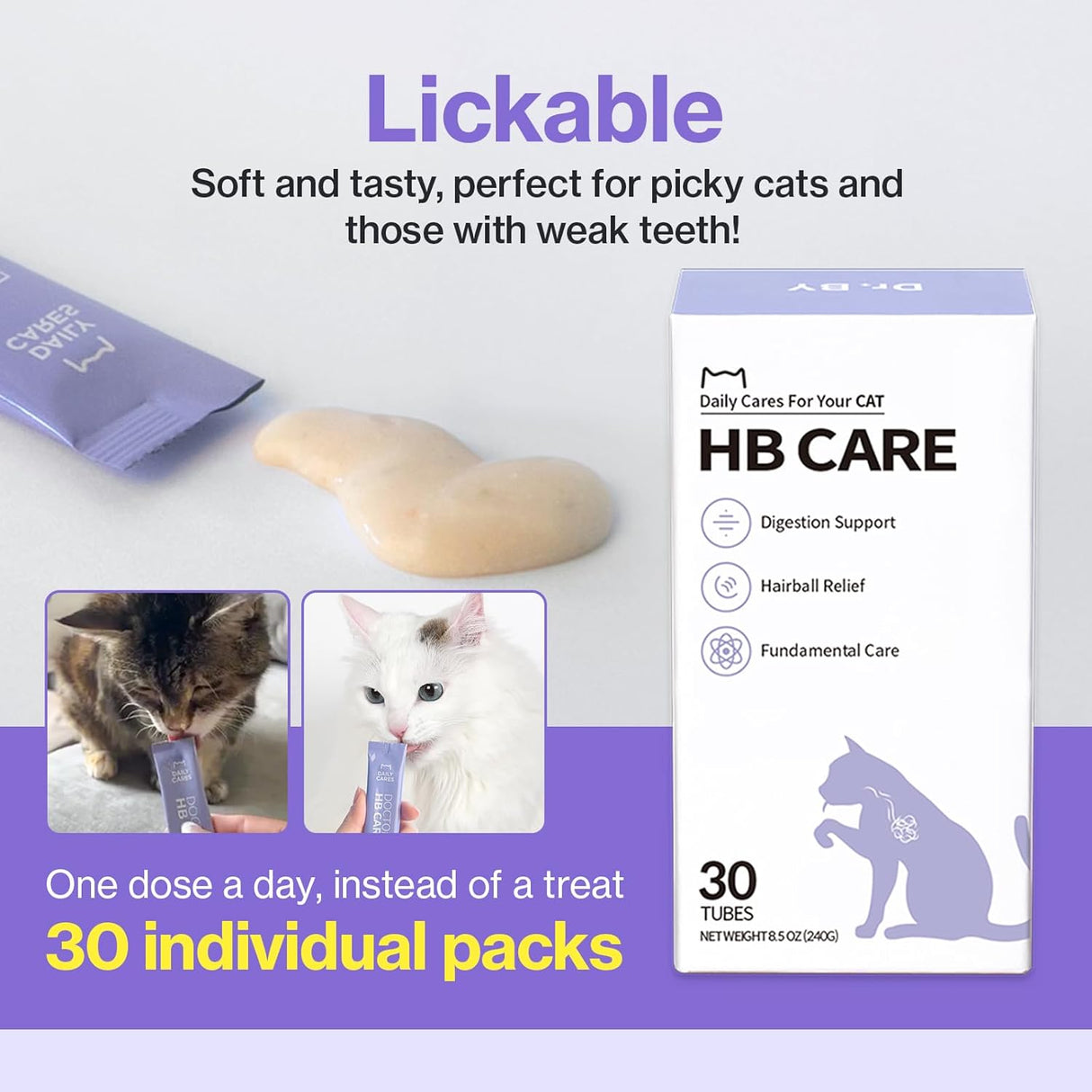 Dr.by HB Care Hairball Supplement for Cats 30 Paquetes