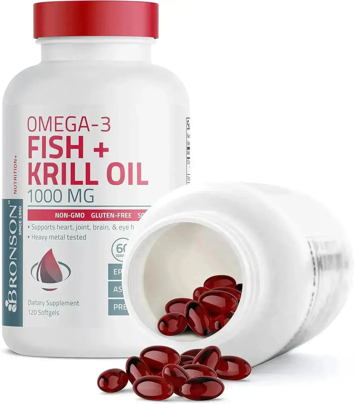 BRONSON - Bronson Omega-3 Fish + Krill Oil 1000Mg. 120 Capsulas Blandas - The Red Vitamin MX - Suplementos Alimenticios - {{ shop.shopifyCountryName }}