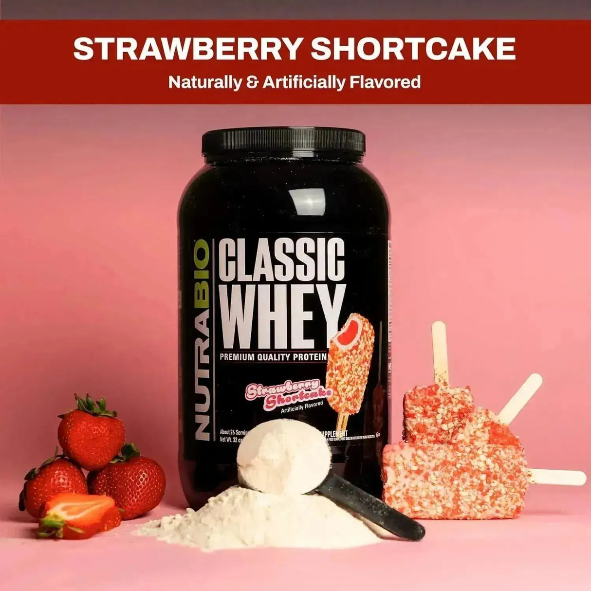 NUTRABIO - NutraBio Classic Whey Protein Powder Strawberry Shortcake 26 Servicios 907Gr. - The Red Vitamin MX - Suplementos Alimenticios - {{ shop.shopifyCountryName }}