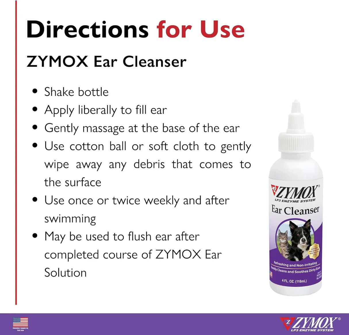 ZYMOX - Zymox Ear Cleanser Solution for Dogs and Cats 4 Fl.Oz. - The Red Vitamin MX - Cuidado Del Oído De Perros - {{ shop.shopifyCountryName }}