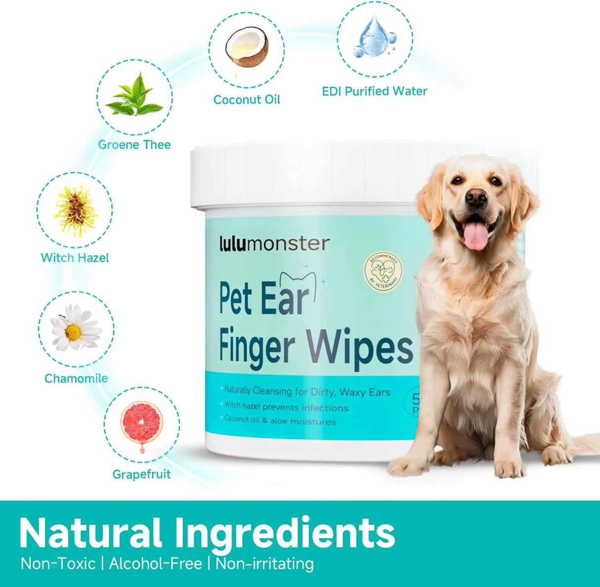 LULUMONSTER - LULUMONSTER Ear Cleaner Finger Wipes for Dog & Cat Unscented 50 Toallitas - The Red Vitamin MX - Cuidado Del Oído De Perros - {{ shop.shopifyCountryName }}