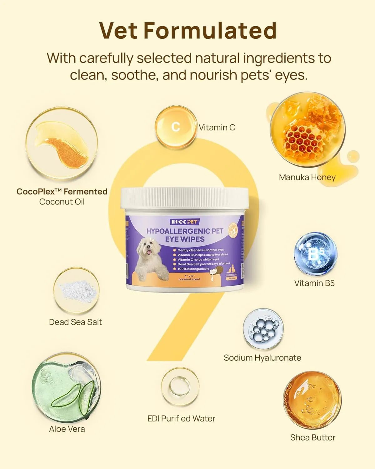 HICC PET - HICC PET Eyes Wipes for Dogs & Cats Honey Scent 100 Toallitas - The Red Vitamin MX - Cuidado De Los Ojos De Los Perros - {{ shop.shopifyCountryName }}