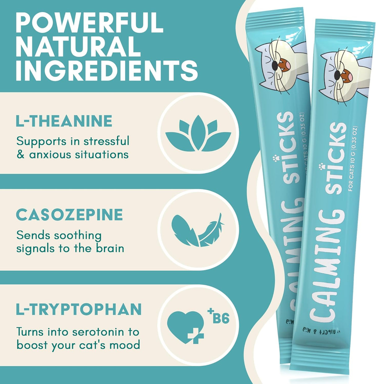 ALBERT & MIA Calming Sticks Lickable Calming Cat Treats 20 Pack