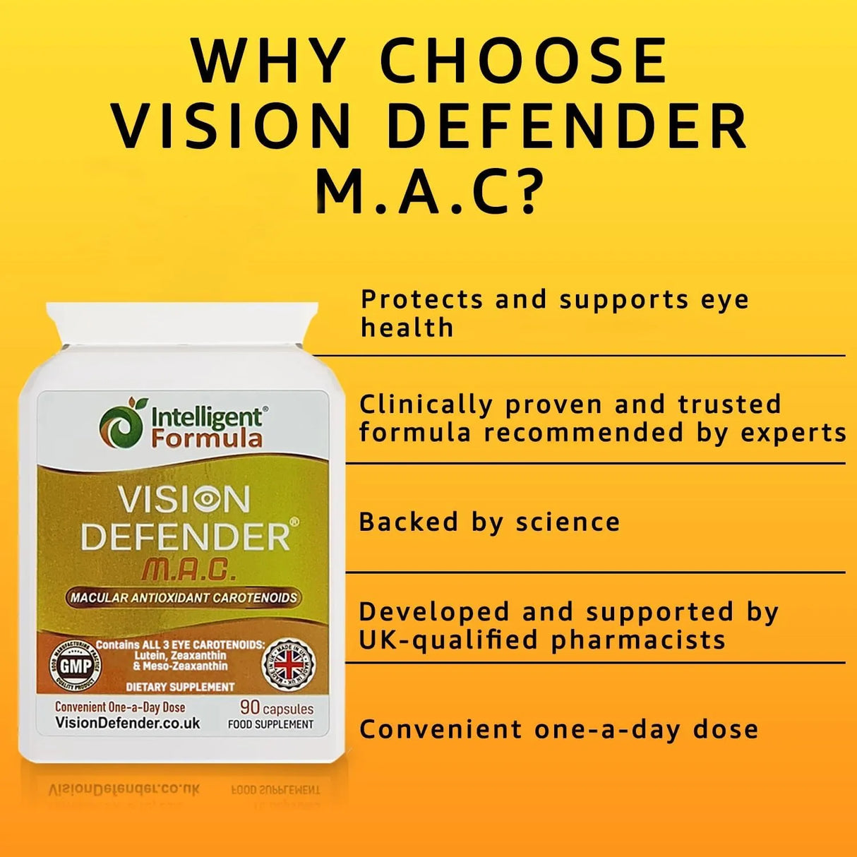 INTELLIGENT FORMULA - Intelligent Formula Vision Defender Lutein, Zeaxanthin & Meso-Zeaxanthin 90 Capsulas - The Red Vitamin MX - Suplementos Alimenticios - {{ shop.shopifyCountryName }}