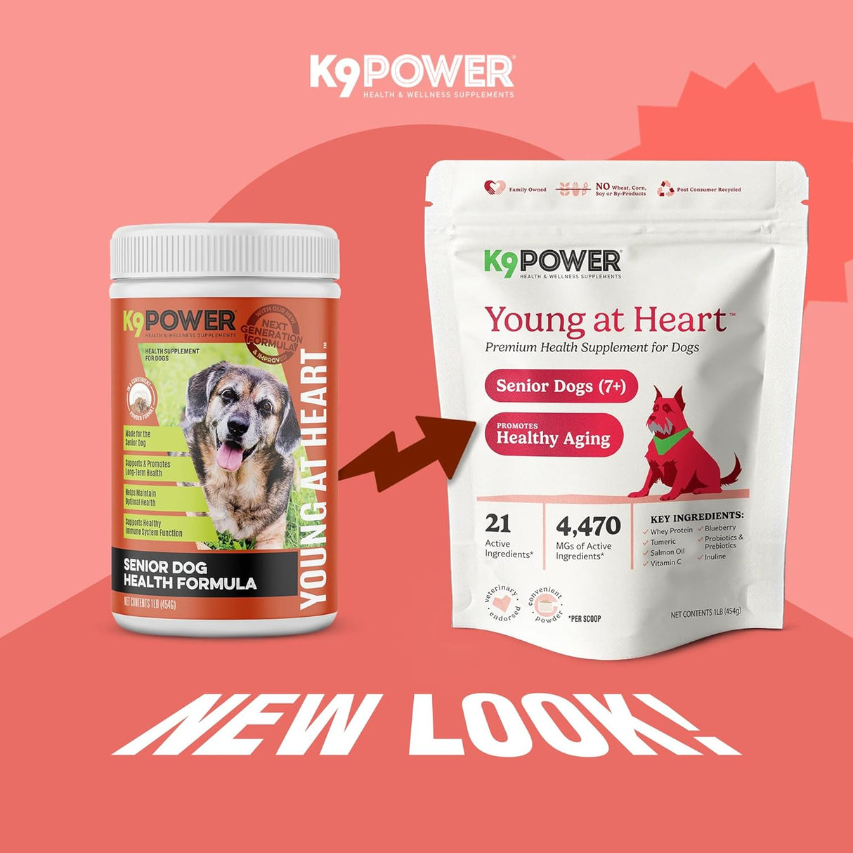 K9 Power Young at Heart Senior Dog Multivitamin 454Gr. 2 Pack