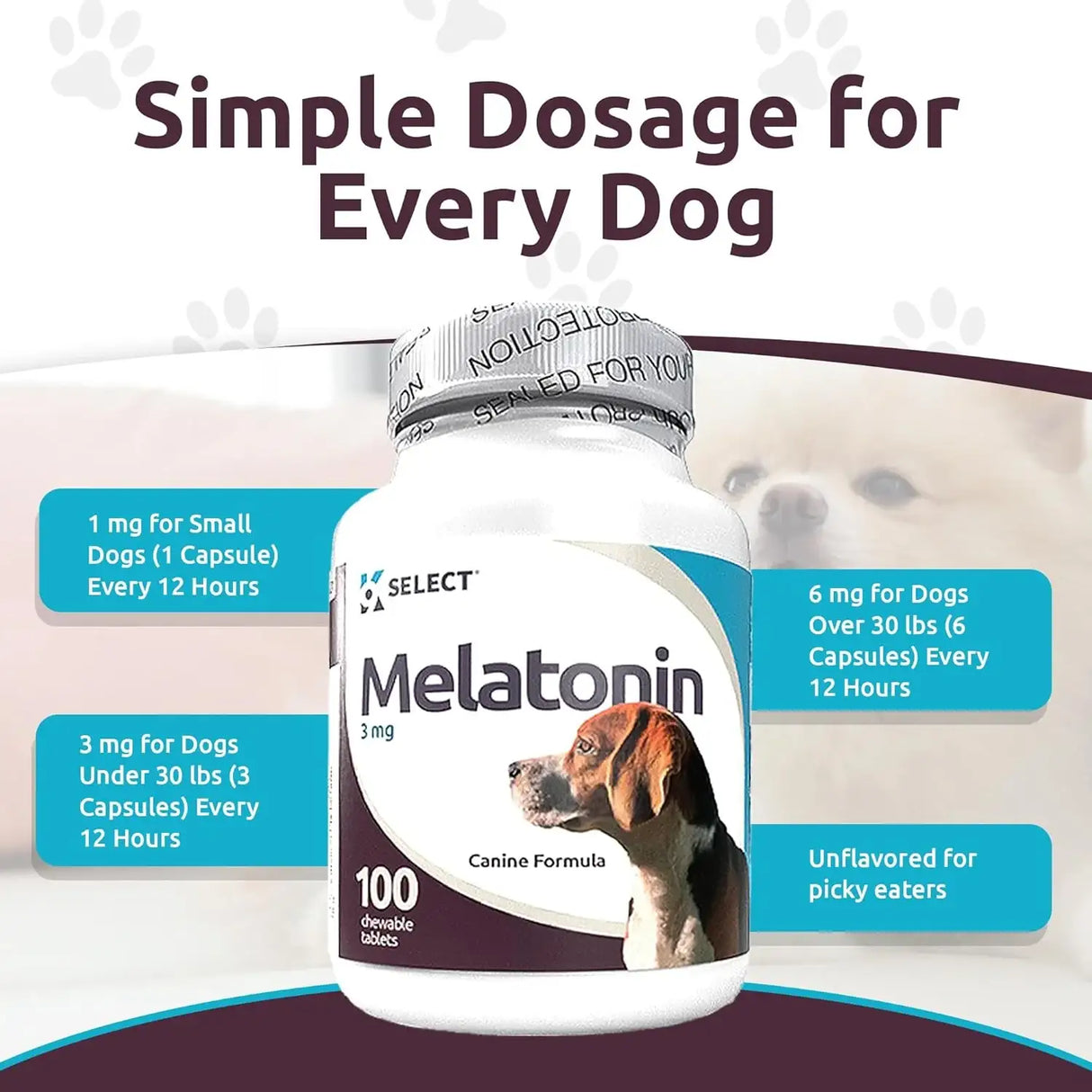 K9 SELECT - K9 Select Melatonin for Dogs Unflavored 3Mg. 100 Capsulas - The Red Vitamin MX - Relajantes Para Perros - {{ shop.shopifyCountryName }}