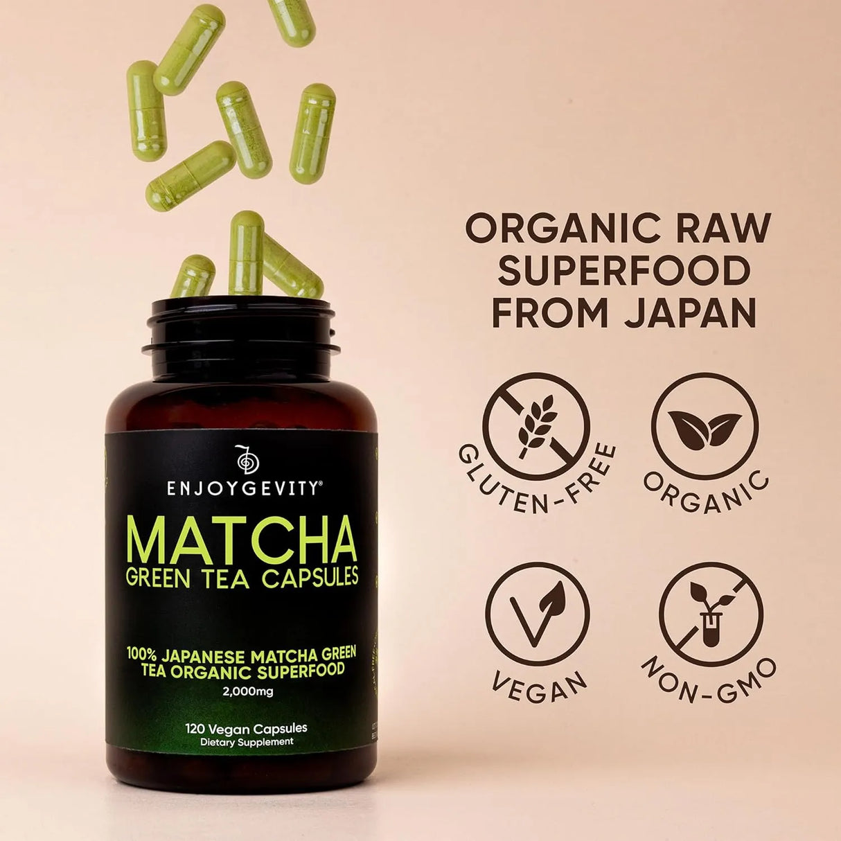 ENJOYGEVITY - EnjoyGevity Organic Matcha Green Tea 120 Capsulas - The Red Vitamin MX - Suplementos Alimenticios - {{ shop.shopifyCountryName }}