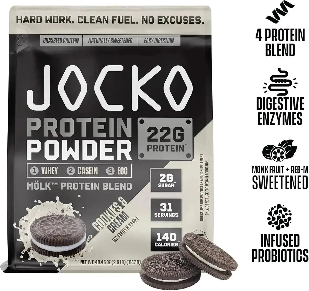 JOCKO FUEL - Jocko Mölk Whey Protein Powder Sugar Free 31 Servicios Cookies & Cream 1147Gr. - The Red Vitamin MX - Suplementos Alimenticios - {{ shop.shopifyCountryName }}